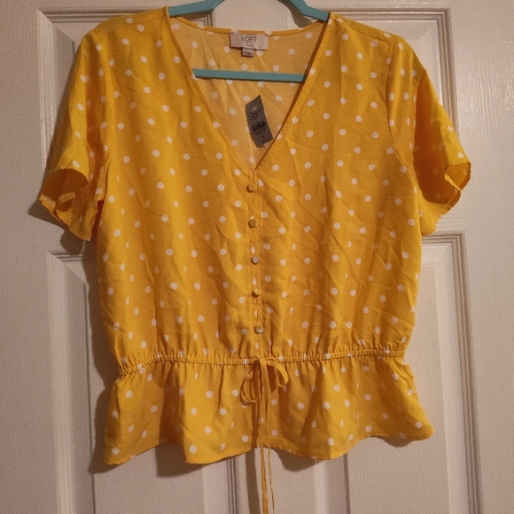 LOFT Yellow V-Neck Blouse - Picture 1 of 1